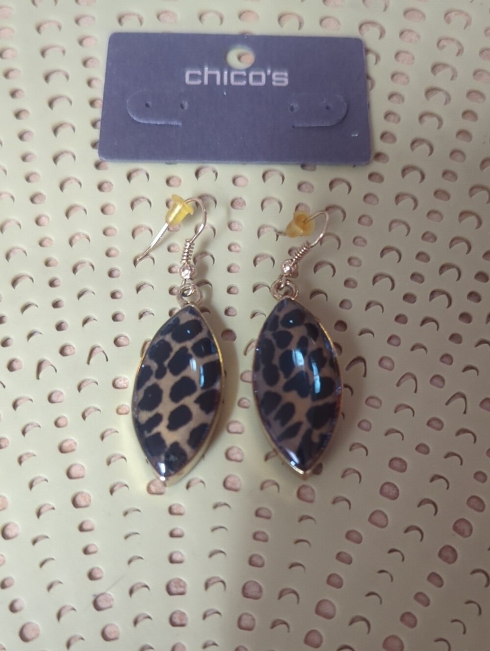 Chico's Gold-Tone Leopard Marquise Earrings - Brown & Black